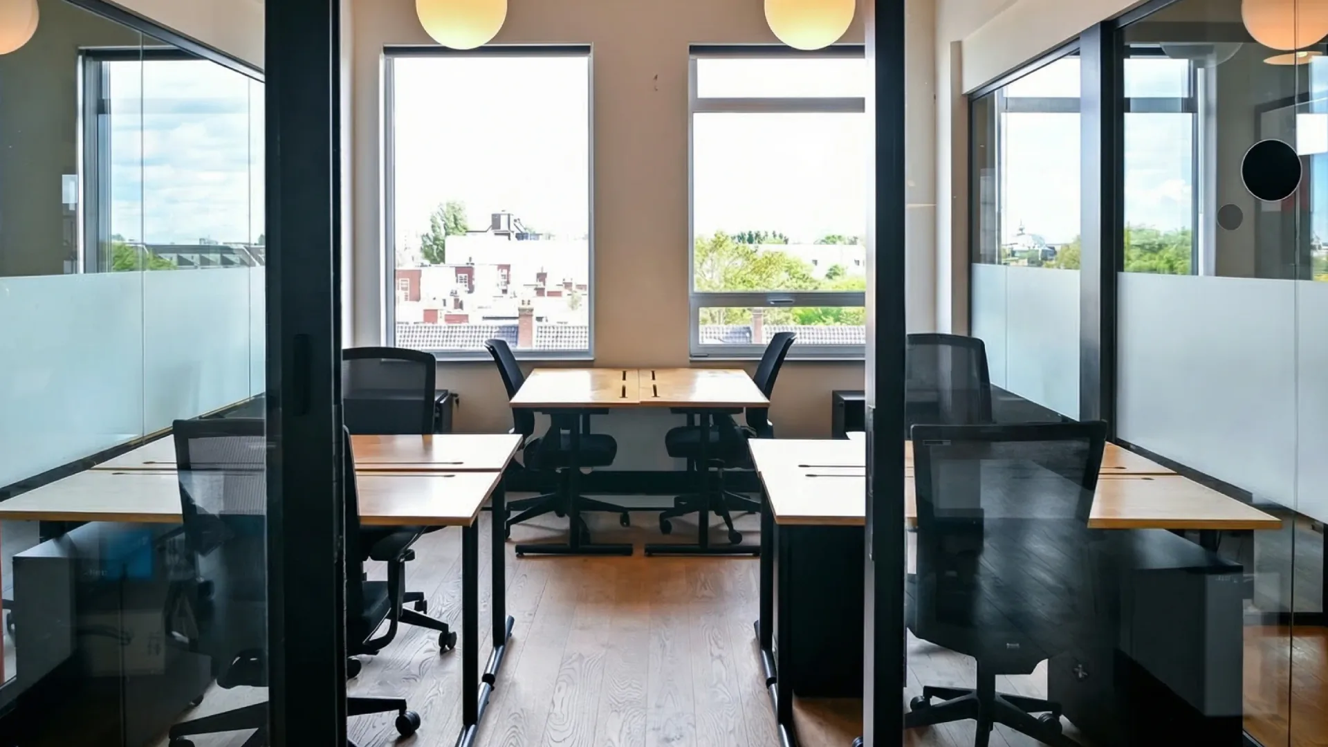 Private office with a city view