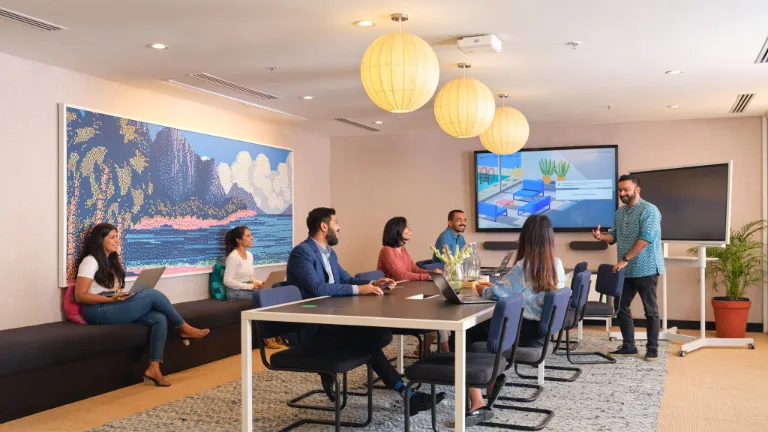 Members in a WeWork lounge